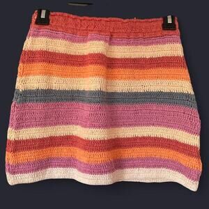 Pink & Orange Crochet Mini Skirt XXS | Boutique Boho Festival Y2K